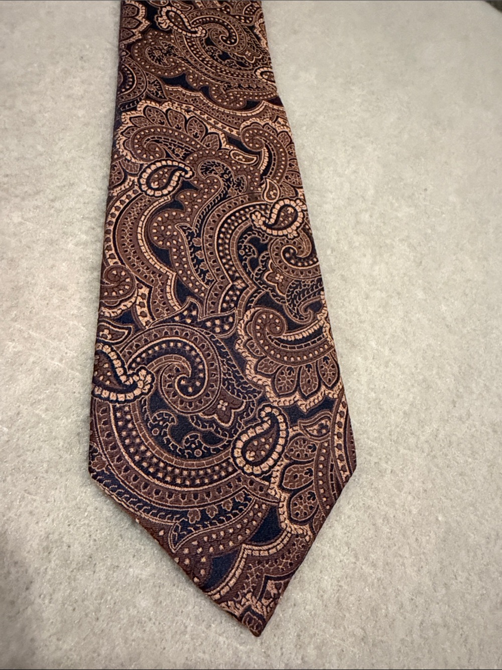 Robert Talbott Brown and Navy Paisley Silk Tie